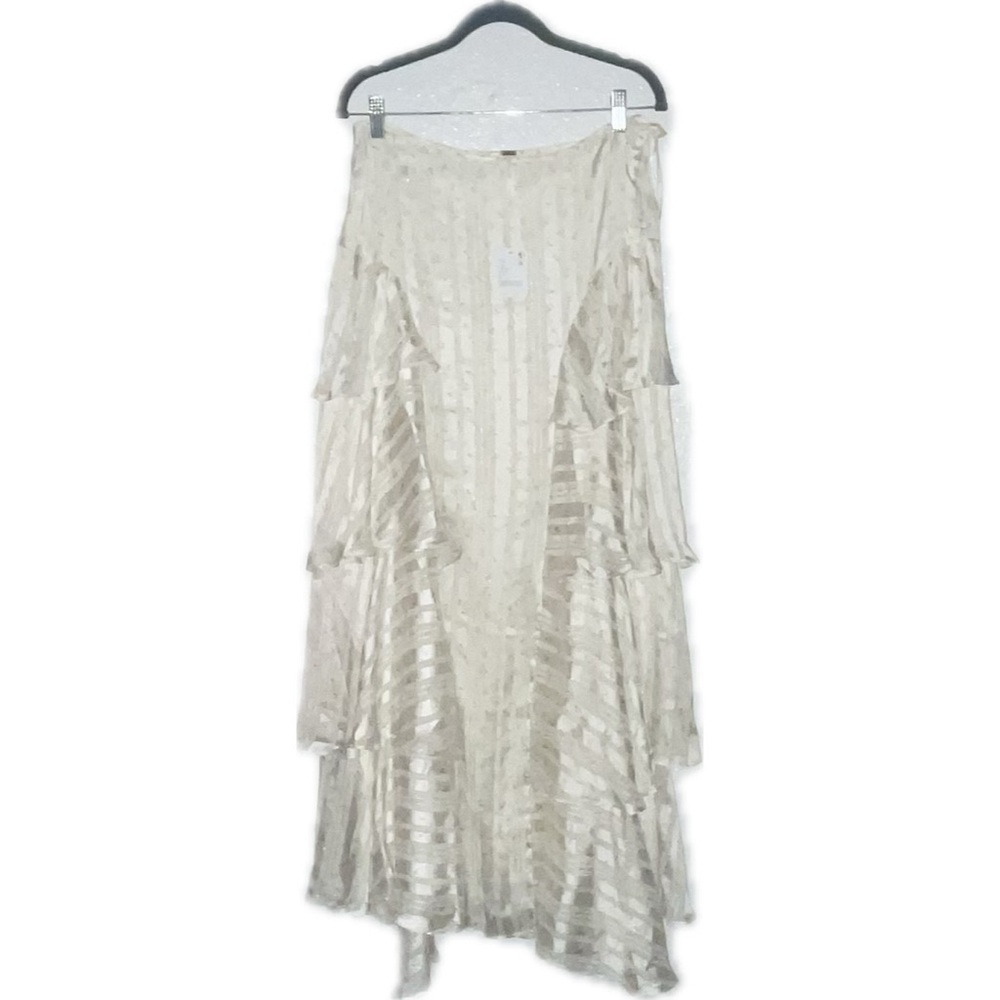 Free People floral cascade Maxi Skirt ivory size 4 NWT - Picture 7 of 10